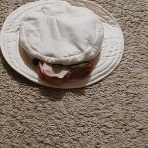 Elegant Women's White Hat with Floral Details